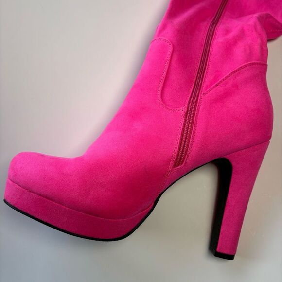 Torrid Over the Knee Platform Boots - Hot Pink - Size 12 Wide Width - Picture 7 of 12